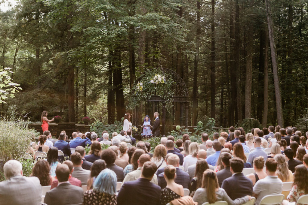 Overall photo of wedding ceremony at Fern Hill's wedding ceremony space