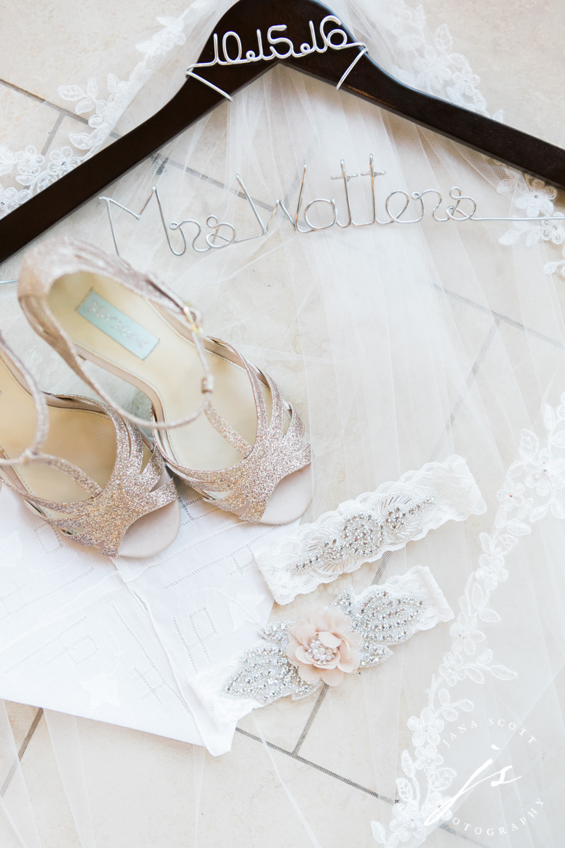 artistic layout of wedding shoes