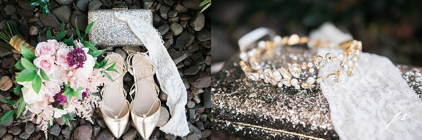 brides details shoes purse bouquet