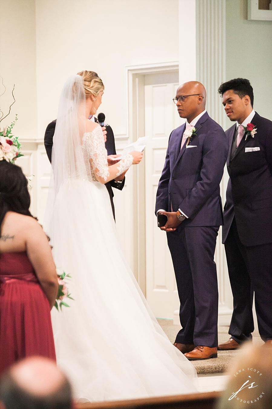 bride reads her wedding vows to the groom