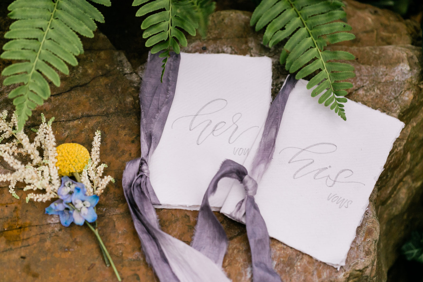 handmade Vow books for an outdoor wedding